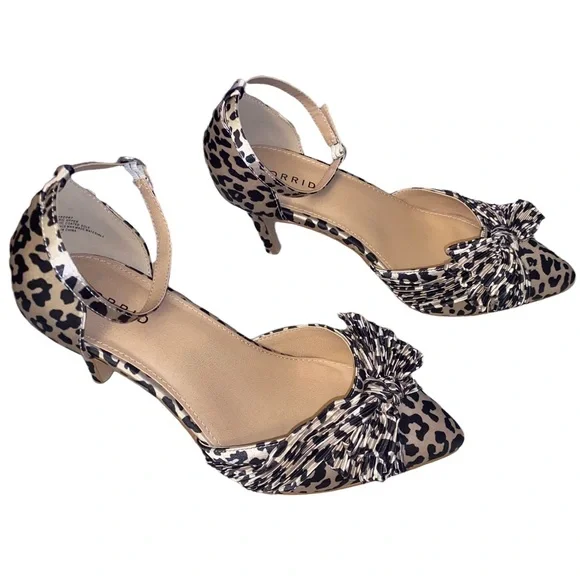 torrid Leopard Print Ankle Strap Pointed Toe Heels - Black & Cream - Picture 3 of 11
